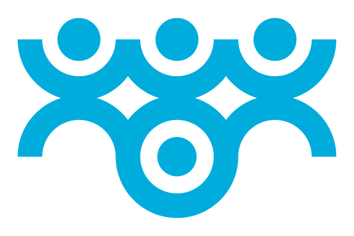 Asmens su negalia teisių apsaugos agentūros logotipas, baltame fone žydras stilizuotas logo.